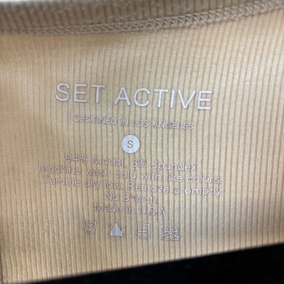 Set Active Tan Ribbed Tank Top Size S - Picture 3 of 5